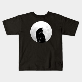 Black Cat and Full Moon Kids T-Shirt